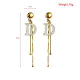 Tassel Drop Earrings D Letter Crystal Snake Chain Jewelry