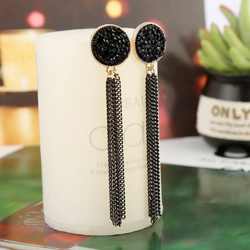Tassel Drop Earrings D Letter Crystal Snake Chain Jewelry