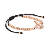 Stainless Steel Anchor Bracelet Fleur De Lis Bead Braided Macrame