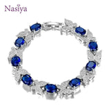 Aquamarine Butterfly Charm Bracelet 925 Sterling Silver Women's Party Jewelry