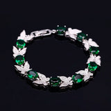 Aquamarine Butterfly Charm Bracelet 925 Sterling Silver Women's Party Jewelry
