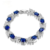 Aquamarine Butterfly Charm Bracelet 925 Silver for Women