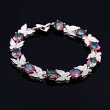 Aquamarine Butterfly Charm Bracelet 925 Silver for Women