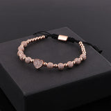 CZ Heart Charm Steel Beads Bracelet Love Gift