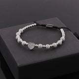 CZ Heart Charm Steel Beads Bracelet Love Gift