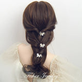 Cat Eye Butterfly Rhinestone Hairpin with Pearl Claw Clip