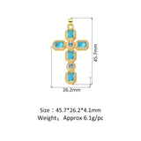 Colorful Zircon Cross Pendant Necklace Metallic Copper Charm