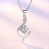 Crystal CZ Heart Pendant Choker Necklace 925 Sterling Silver Chain Necklaces