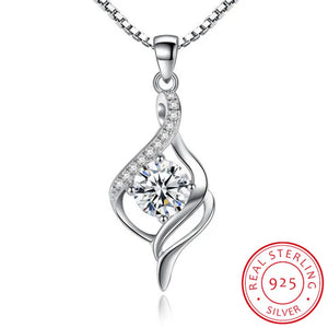 Crystal CZ Heart Pendant Choker Necklace 925 Sterling Silver Chain Necklaces