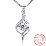 Crystal CZ Heart Pendant Choker Necklace 925 Sterling Silver Chain Necklaces