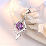 Crystal CZ Heart Pendant Choker Necklace 925 Sterling Silver Chain Necklaces