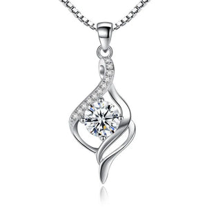 Crystal CZ Heart Pendant Choker Necklace 925 Sterling Silver Chain Necklaces