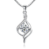 Crystal CZ Heart Pendant Choker Necklace 925 Sterling Silver Chain Necklaces