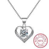 Cz Heart Pendant Choker Necklace 925 Sterling Silver Chain Necklaces