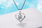 Cz Heart Pendant Choker Necklace 925 Sterling Silver Chain Necklaces