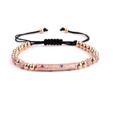 CZ Eye Charm Steel Beads Friendship Bracelet Unisex
