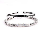 CZ Eye Charm Steel Beads Friendship Bracelet Unisex