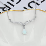 Opal Silver Pendant Necklace 925 Sterling Silver Classic Style Jewelry