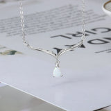 Opal Silver Pendant Necklace 925 Sterling Silver Classic Style Jewelry
