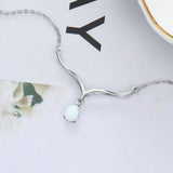 Opal Silver Pendant Necklace 925 Sterling Silver Classic Style Jewelry