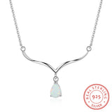 Opal Silver Pendant Necklace 925 Sterling Silver Classic Style Jewelry