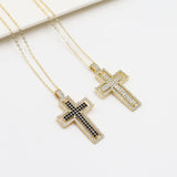 Cross Pendant Necklace with Zircon Inlay Copper Classic