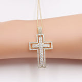 Cross Pendant Necklace with Zircon Inlay Copper Classic