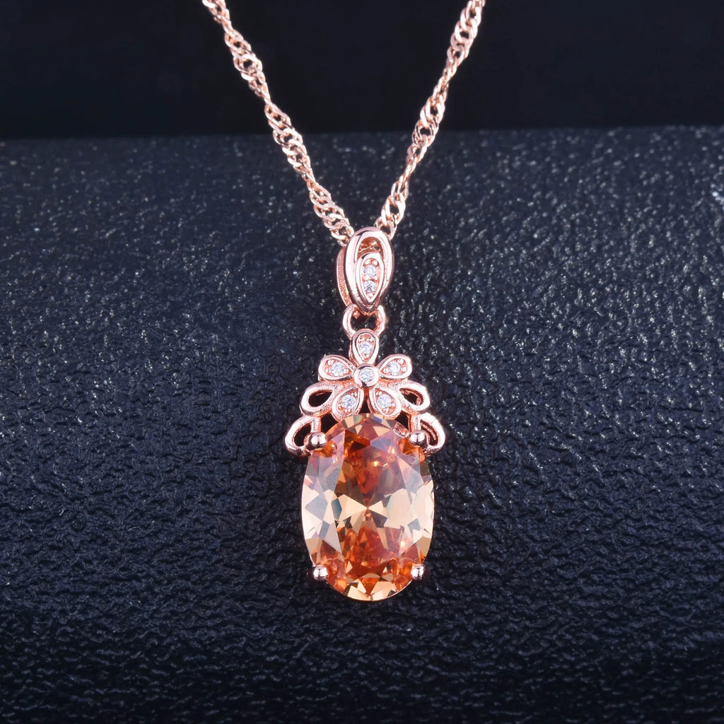 Egg-Shaped Necklace Simulated Morganite Pigeon Blood Ruby Pendant