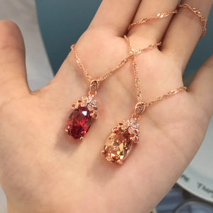 Egg-Shaped Necklace Simulated Morganite Pigeon Blood Ruby Pendant