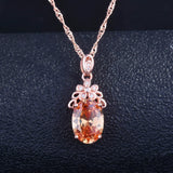Egg-Shaped Necklace Simulated Morganite Pigeon Blood Ruby Pendant