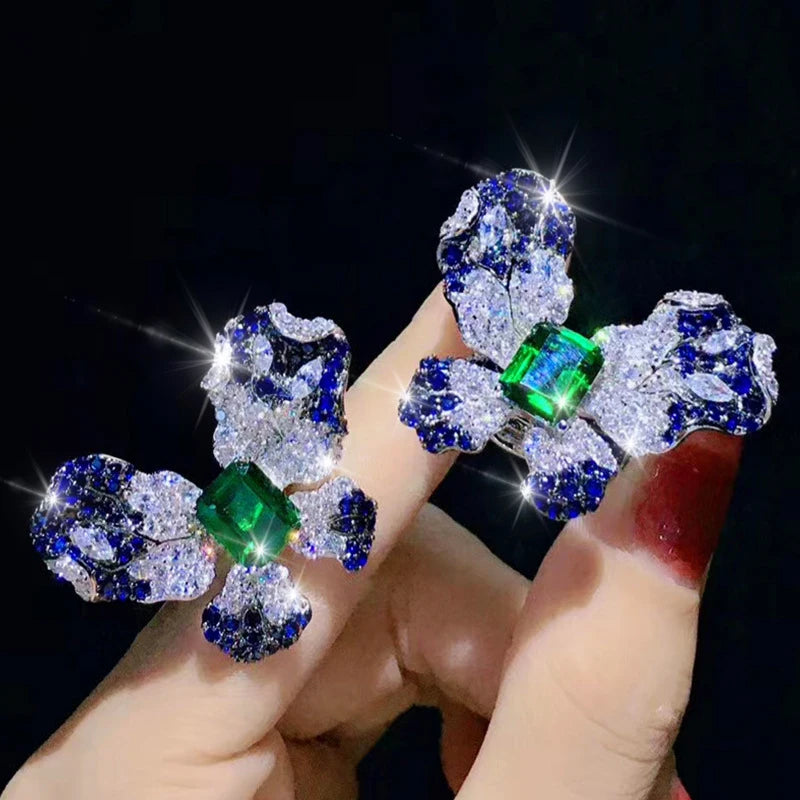 Colorful Zircon Butterfly Engagement Ring for Women