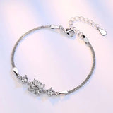 925 Silver Cube Crystal Zirconia Box Chain Bracelets & Bangles