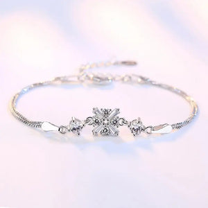 925 Silver Cube Crystal Zirconia Box Chain Bracelets & Bangles
