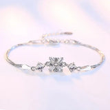 925 Silver Cube Crystal Zirconia Box Chain Bracelets & Bangles