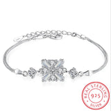 925 Silver Cube Crystal Zirconia Box Chain Bracelets & Bangles