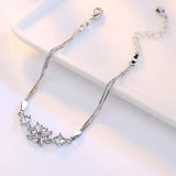 925 Silver Cube Crystal Zirconia Box Chain Bracelets & Bangles