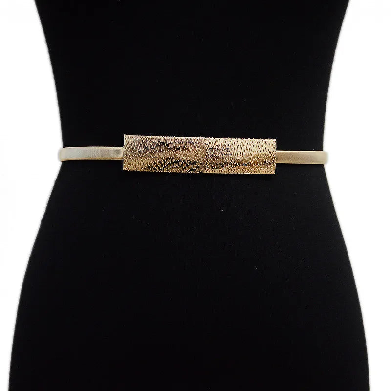 Women Metal Spring Chain Waist Belt Silver Chain Belts