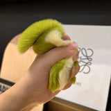 Mink Fur Avocado Keychain Women Pompom Key Ring Bag Car Jewelry Gift
