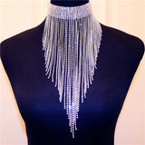 Rhinestone Tassel Necklace Long Pendant Jewelry