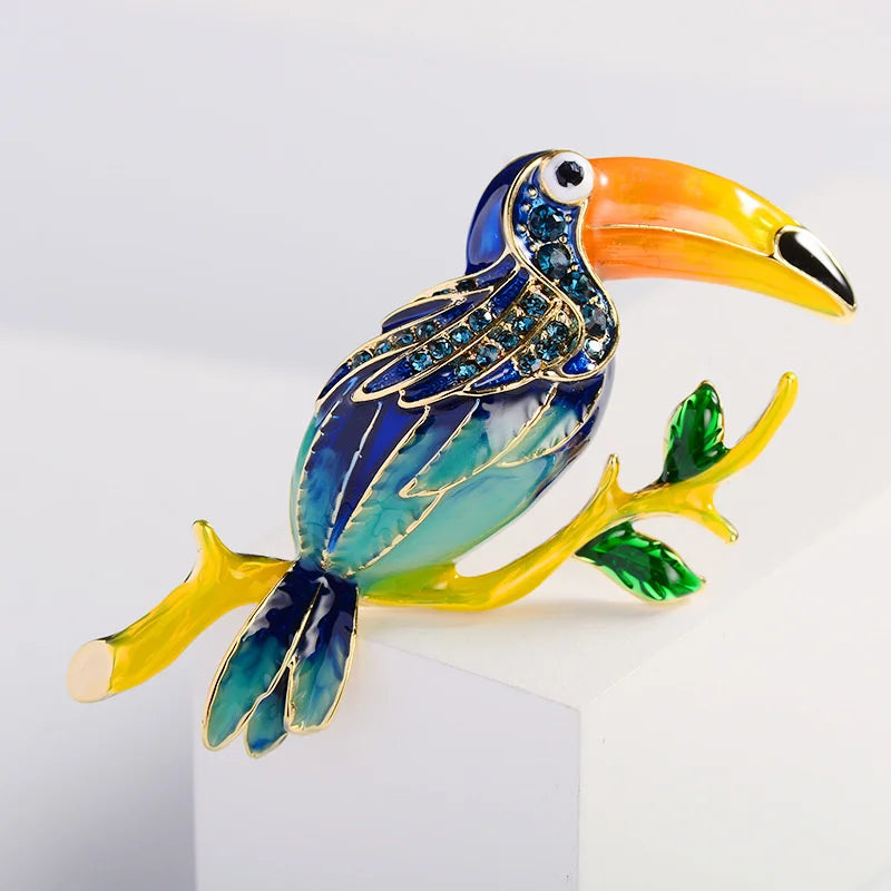 Gold-Plated Woodpecker Animal Brooches for Women
