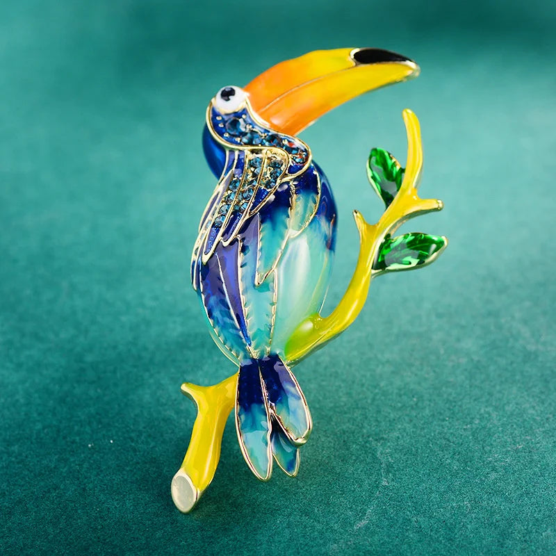 Gold-Plated Woodpecker Animal Brooches for Women