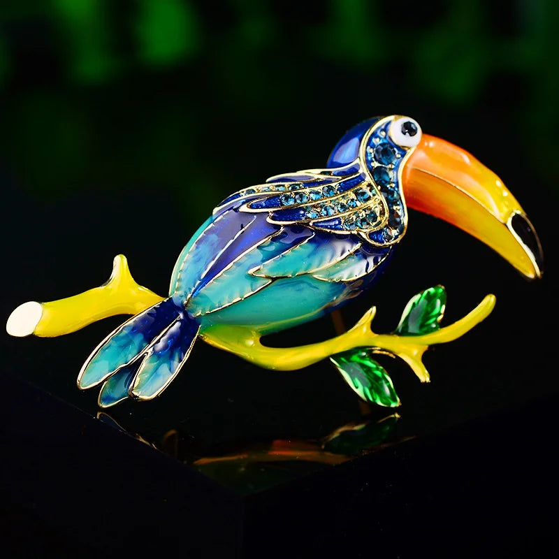 Gold-Plated Woodpecker Animal Brooches for Women