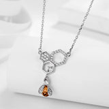 Little Bee Necklace S925 Sterling Silver Zircon Honey Hollow Pendant