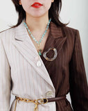 Natural Stones Teardrop Square Pendant Necklace Women Lariat Y Necklace