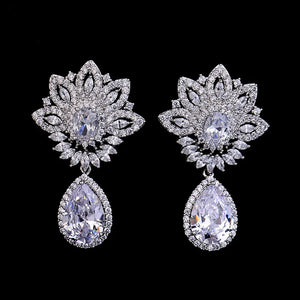 Water Drop CZ Women Clip-On Earrings No Piercing