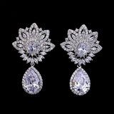 Water Drop CZ Women Clip-On Earrings No Piercing