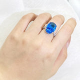 Oval Sapphire Wedding Ring Sterling Silver Women Anniversary Gift