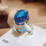 Oval Sapphire Wedding Ring Sterling Silver Women Anniversary Gift