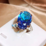 Oval Sapphire Wedding Ring Sterling Silver Women Anniversary Gift