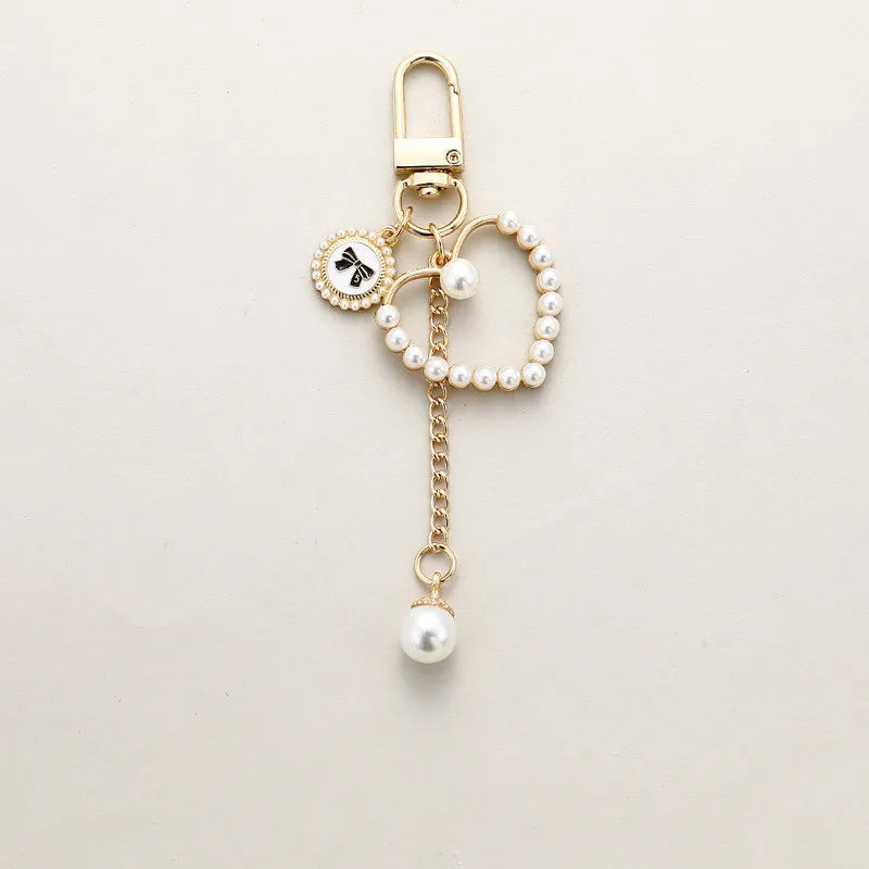 Pearl Love Keychain Bow Bag Charm Pendant Keyrings